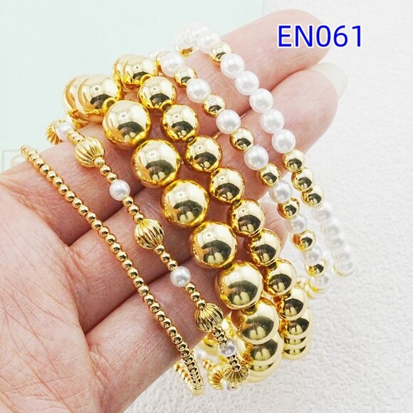 Enewton Gold Bead & White Pearl Mixed Six-Piece Bracelet Set - Picture 3 of 7